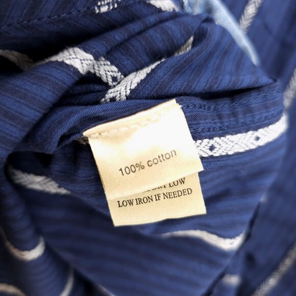 NWT TRUE GRIT Button Down Shirt Blue Striped Southwestern 100% Cotton MEDIUM - Picture 5 of 6